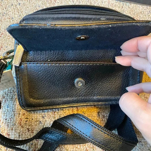 VTG Y2K XMPolo Black Faux Leather Crossbody Mini Purse Wallet Adjustable Strap - Picture 9 of 10